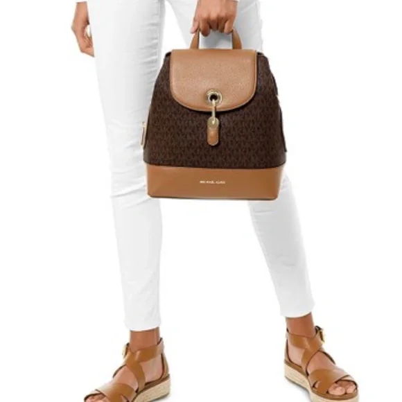 NWT Michael Kors Raven Backpack Brown/Acorn/Gold Original Packaging